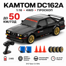 Радиоуправляемая машинка KAMTOM DC162A 1:16 4WD до 50 км/ч, RC дрифт авто, спортивный автомобиль на пульте, гироскоп ESP, 2 аккуму