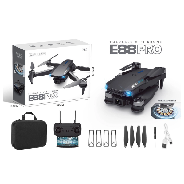 Коптер с камерой FPV E88S Max на пульте управления, 150 м, 15 мин.