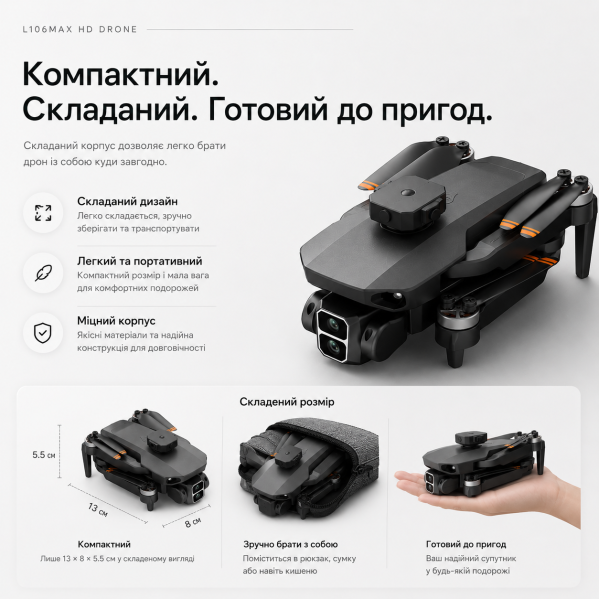 Квадрокоптер LYZRC L106 MAX 1080P — Brushless 1503, Optical Flow, обход помех 360°, до 25 мин Квадрокоптер LYZRC L106 MAX 1080P — Brushless 1503, Optical Flow, обход помех 360°, до 25 мин