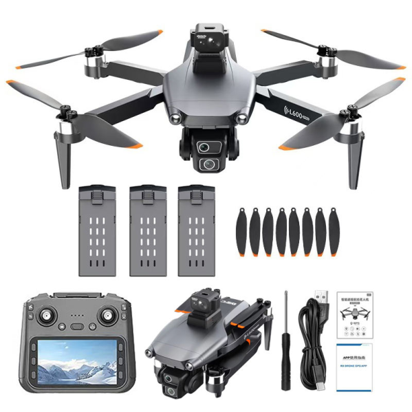 Профессиональный квадрокоптер L600 PRO-1: 4K, дисплей-пульт, дрон с  3 аккумулятора, сумка