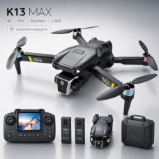 Квадрокоптер K13 MAX з камерою 480P — складаний Brushless дрон, пульт з LCD-екраном, Optical Flow, до 100 м, 2 акумулятори 1800 mAh