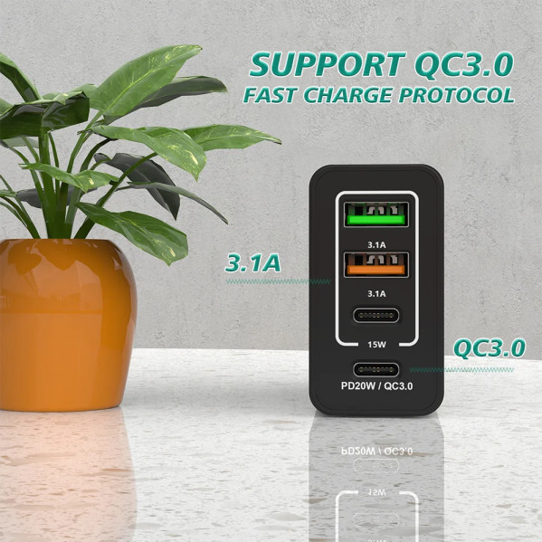 Зарядное устройство PD 30W быстрая зарядка Quick Charge 3.0 USB, Type-C PD, блок зарядки для IPhone, IPad, Sam Зарядное устройство PD 30W быстрая зарядка Quick Charge 3.0 USB, Type-C PD, блок зарядки для IPhone, IPad, Sam