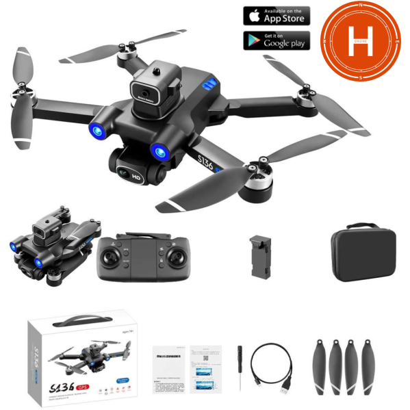Квадрокоптер с камерой Mini Drone S136 - мини дрон 4K, FPV, БК двигатели + 1,2 км, 20 мин.. + КЕЙС