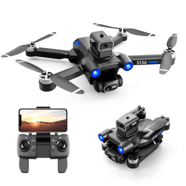 Квадрокоптер с камерой Mini Drone S136 - мини дрон 4K, FPV, БК двигатели + 1,2 км, 20 мин.. + КЕЙС Квадрокоптер с камерой Mini Drone S136 - мини дрон 4K, FPV, БК двигатели + 1,2 км, 20 мин.. + КЕЙС