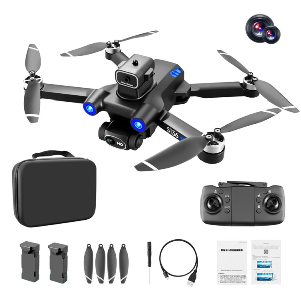 Квадрокоптер с камерой Mini Drone S136 - мини дрон 4K, FPV, БК двигатели + 1,2 км, 20 мин.. + КЕЙС Квадрокоптер с камерой Mini Drone S136 - мини дрон 4K, FPV, БК двигатели + 1,2 км, 20 мин.. + КЕЙС