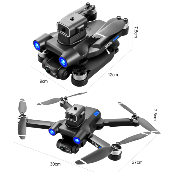 Квадрокоптер с камерой Mini Drone S136 - мини дрон 4K, FPV, БК двигатели + 1,2 км, 20 мин.. + КЕЙС Квадрокоптер с камерой Mini Drone S136 - мини дрон 4K, FPV, БК двигатели + 1,2 км, 20 мин.. + КЕЙС