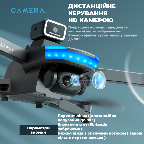 Квадрокоптер с камерой Mini Drone S138 - мини дрон 4K, FPV, БК двигатели  150 м, 20 хв. + КЕЙС