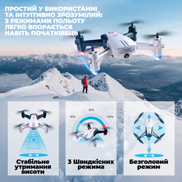 Квадрокоптер с камерой 4DRC V15 Zeros Mini Drone Дрон для  FPV 200 м действие до 20 мин.+КЕЙС