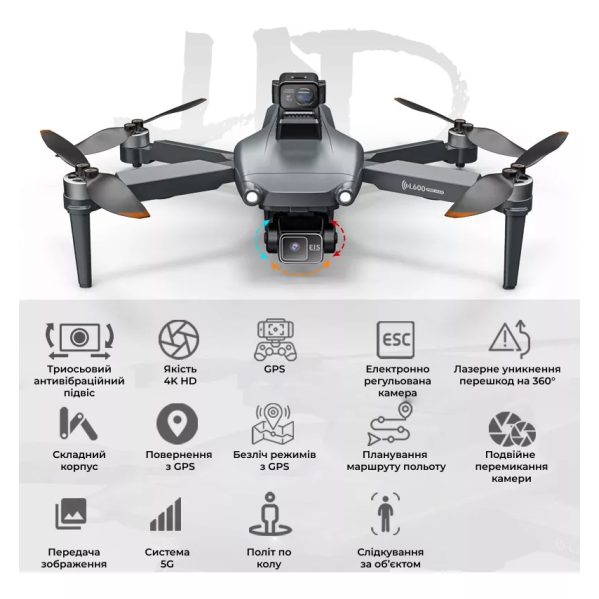 Квадрокоптер дрон с камерой LYZRC L600 PRO 4K HD, GPS, FPV 1,5 км 28м. полета Квадрокоптер дрон с камерой LYZRC L600 PRO 4K HD, GPS, FPV 1,5 км 28м. полета