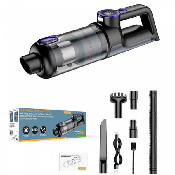 Мощный Аккумуляторный Ручной Пылесос Aspiring Brushless 15000 Pa Беспроводной Пылесос для Дома и авто Мощный Аккумуляторный Ручной Пылесос Aspiring Brushless 15000 Pa Беспроводной Пылесос для Дома и авто