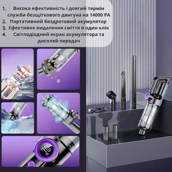 Мощный Аккумуляторный Ручной Пылесос Aspiring Brushless 15000 Pa Беспроводной Пылесос для Дома и авто Мощный Аккумуляторный Ручной Пылесос Aspiring Brushless 15000 Pa Беспроводной Пылесос для Дома и авто