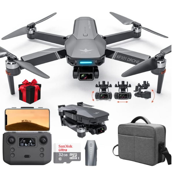 Квадрокоптер Kfplan KF101 Max - дрон с 4K и HD-камерами, ESC, 5G WI-FI, GPS, FPV, БК моторы, 3000м, до 25 мин.