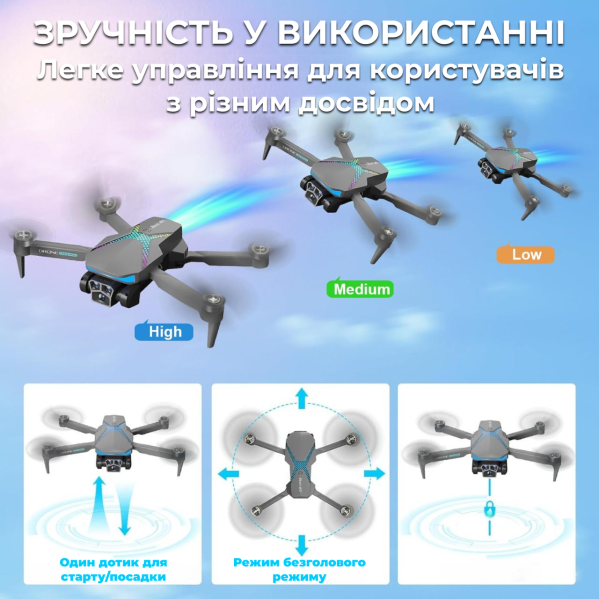 Квадрокоптер Мини-дрон AE7 с камерой 4K , бк мотори. до 100 м, полет до 20 минут  + Зарядное устройство