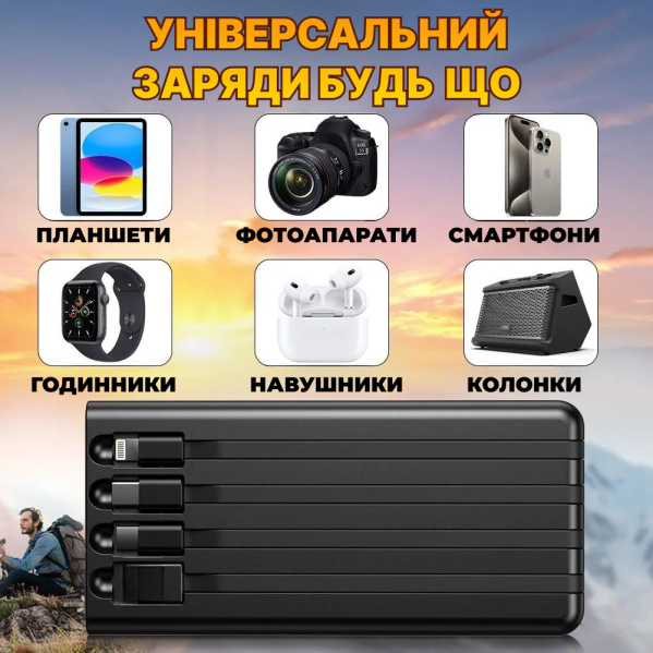 Повербанк Power Bank 50000 mAh Большой Павербанк Powerbank, быстрая зарядка + для зарядки телефона с кабелями Повербанк Power Bank 50000 mAh Большой Павербанк Powerbank, быстрая зарядка + для зарядки телефона с кабелями