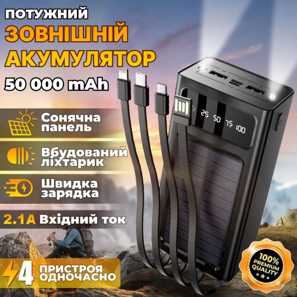 Повербанк Power Bank 50000 mAh Большой Павербанк Powerbank, быстрая зарядка + для зарядки телефона с кабелями Повербанк Power Bank 50000 mAh Большой Павербанк Powerbank, быстрая зарядка + для зарядки телефона с кабелями