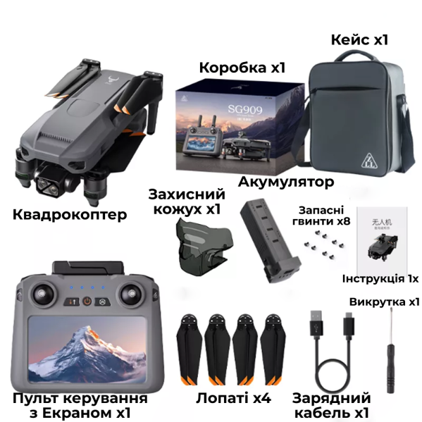 Профиссиональный Квадрокоптера ZLL SG909 MAX 4K дрон с 3-х подвесом, 10 км, FCC, HD камера, экран на пульте Профиссиональный Квадрокоптера ZLL SG909 MAX 4K дрон с 3-х подвесом, 10 км, FCC, HD камера, экран на пульте