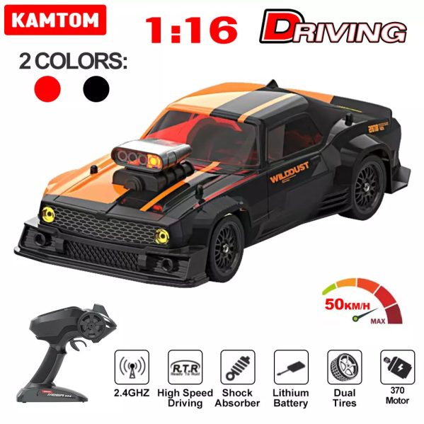 Радиоуправляемая Дрифт-Машинка KAMTOM 1/16 2.4G 50KM/H 4WD Машина с ESP Гироскопом Радиоуправляемая Дрифт-Машинка KAMTOM 1/16 2.4G 50KM/H 4WD Машина с ESP Гироскопом