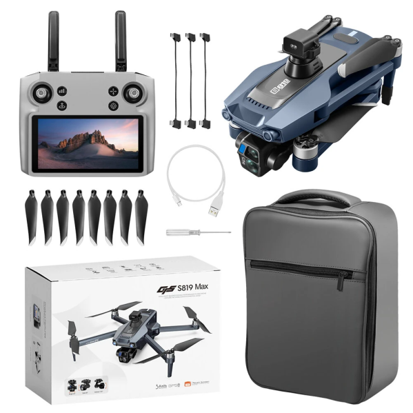 Квадрокоптер YLR/C S819 PRO — дрон 2.7K камера, 6 км, GPS, сенсорный экран, 3-осевой подвес