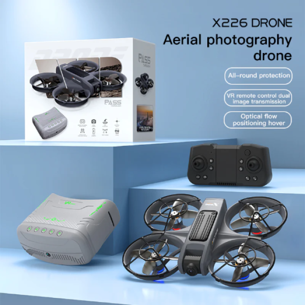 Квадрокоптер Дрон X226 с камерой 8K и VR-экраном – до 13 мин полета
