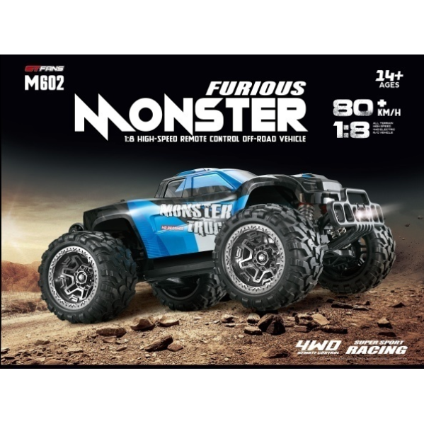 Машинка на радиоуправлении M602 1:8  Полноприводный 4WD RTR Monster Truck монстер трак 80 км/ч 300 м, 20 мин