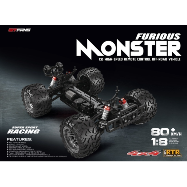 Машинка на радиоуправлении M602 1:8  Полноприводный 4WD RTR Monster Truck монстер трак 80 км/ч 300 м, 20 мин