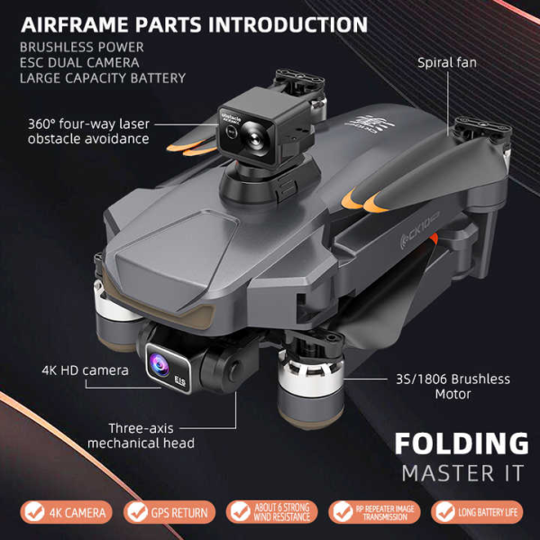 Квадрокоптер CK10 PRO - дрон с 4K и HD-камерами, ESC, 5G WI-FI, GPS, FPV, БК моторы, 3000м, до 28 мин. Квадрокоптер CK10 PRO - дрон с 4K и HD-камерами, ESC, 5G WI-FI, GPS, FPV, БК моторы, 3000м, до 28 мин.