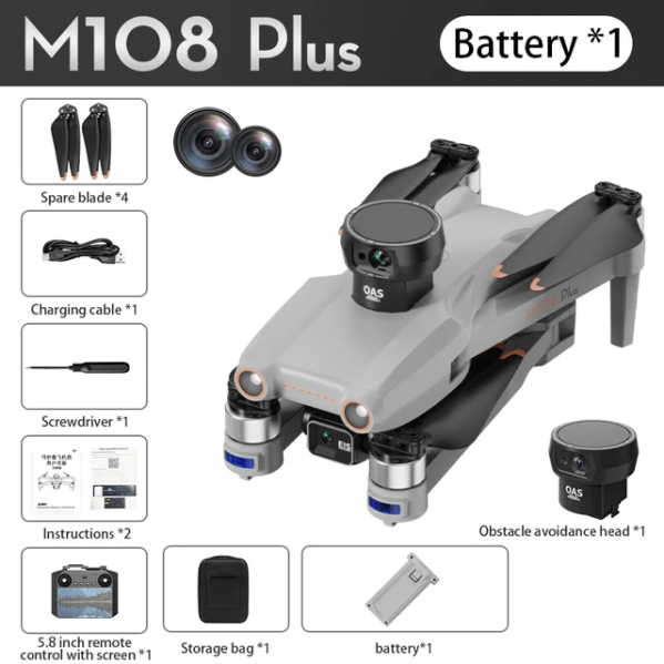 Квадрокоптер M108 PLUS Дрон с 3-осевой стабилизацией и 4.5" экраном до 5 км. .время полета 28 мин + кейс Квадрокоптер M108 PLUS Дрон с 3-осевой стабилизацией и 4.5" экраном до 5 км. .время полета 28 мин + кейс