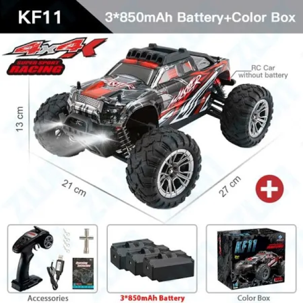 Машинка на радіокеруванні KFPLAN KF11 1:16 монстр-трак 4WD, до 40 км/год джип для бездоріжжя 4x4 3 акумулятори