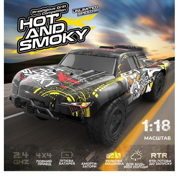 Монстр-трак KFPLAN KF19-B 1:18 — машинка на радиоуправлении 4WD до 30 км/ч до 22 минут катания