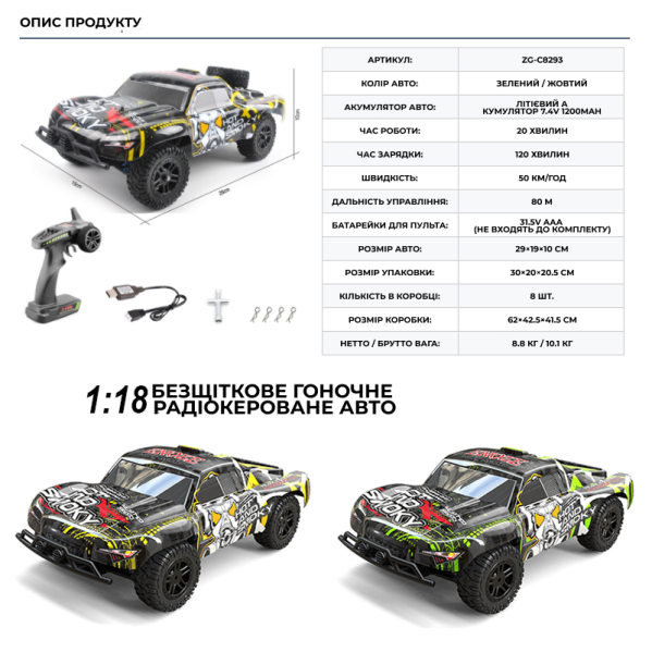 RC Машинка KF19-B — мощный монстр-трак с независимой подвеской и LED фарами