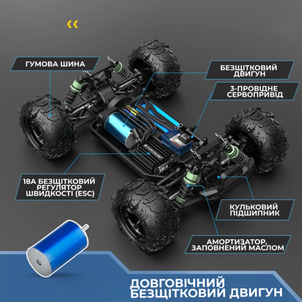 Машинка на пульте KF19 4WD, радиоуправляемый монстр-трак 1:18, полный привод, до 40 км/ч, детский внедорожник