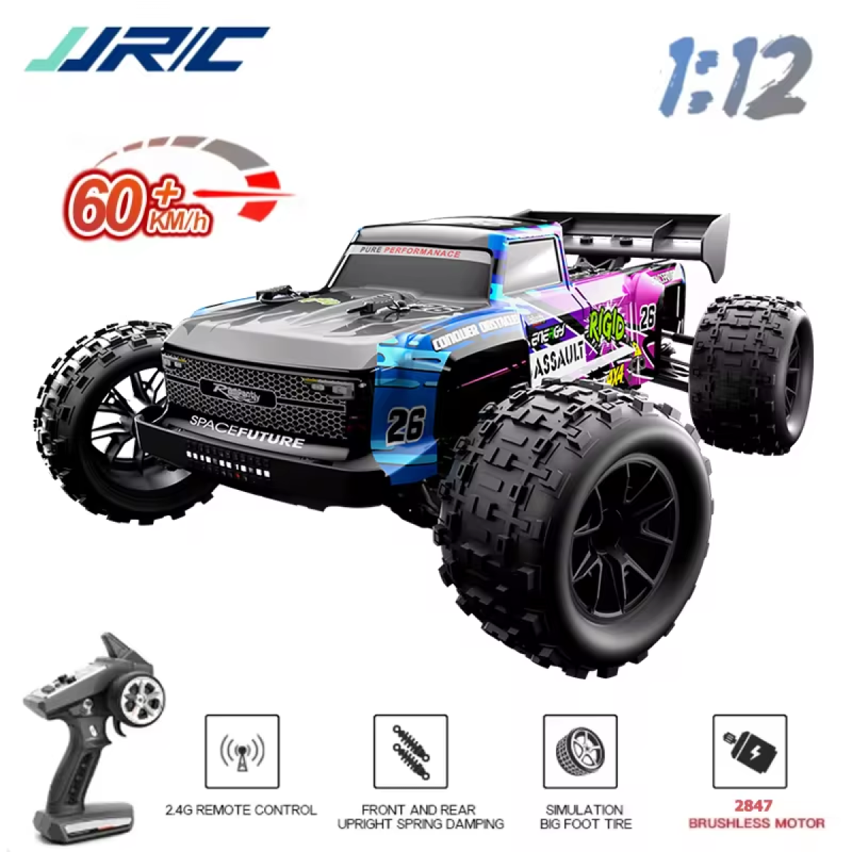 Машинка на радиоуправлении JJRC C8803 4WD до 60 км/ч 1:12 БК мотор