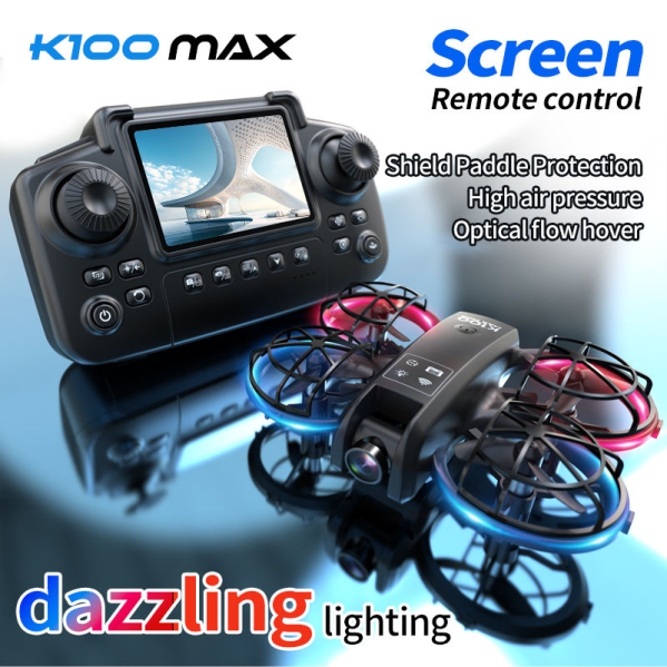 Квадрокоптер XKJ K100 MAX с камерой 480P, пультом с экраном, складной мини-дрон для детей и взрослых, чехол