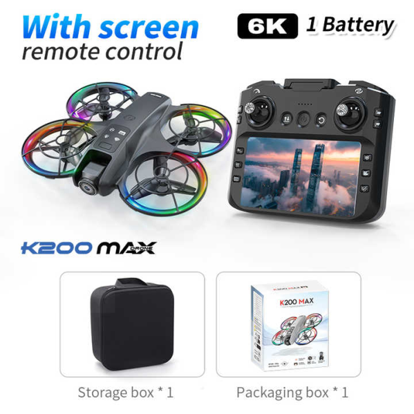 Квадрокоптер XKJ K200 MAX с экраном 5.9", Wi-Fi FPV, 480P камерой, оптическое позиционирование, дрон с кейсом