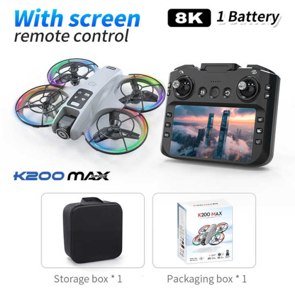 Квадрокоптер XKJ K200 MAX с экраном 5.9", Wi-Fi FPV, 480P камерой, оптическое позиционирование, дрон с кейсом