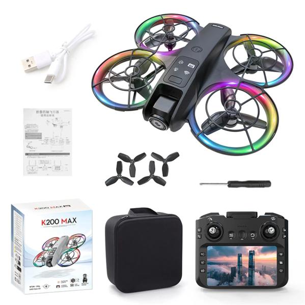 Квадрокоптер XKJ K200 MAX с экраном 5.9", Wi-Fi FPV, 480P камерой, оптическое позиционирование, дрон с кейсом