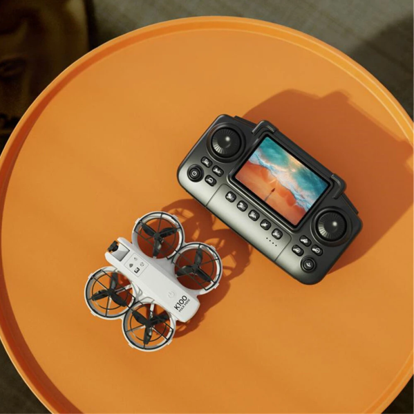 Квадрокоптер XKJ K100 MAX с камерой 480P, пульт с экраном, FPV Wi-Fi, складной дрон для детей и начинающих + чехол