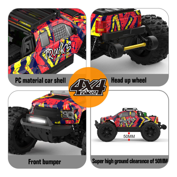 Машинка на радиоуправлении JIUSI PT14R 1:14 4x4  80 км/ч – Машинка RC быстрая бесщеточная 4WD с аккумулятором