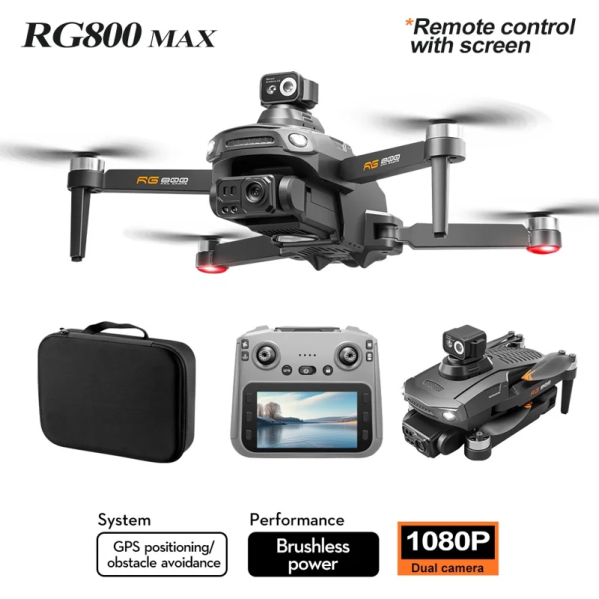 Квадрокоптер RG800 MAX дрон с двойной камерой, GPS, системой обхода препятствий и FPV, до 1200 м. 25 мин полет