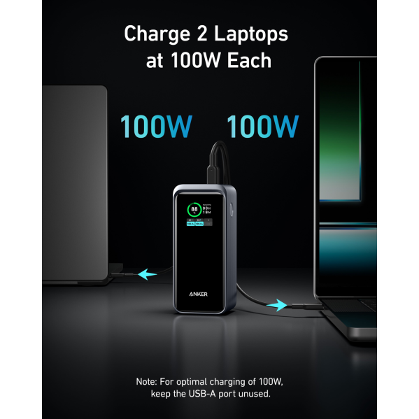 Павербанк Anker A1336 — Power Bank 20000 мА·ч 200 Вт Быстрая зарядка ноутбуков (USB-C 100 Вт, USB-A 65 Вт), LCD-экран Павербанк Anker A1336 — Power Bank 20000 мА·ч 200 Вт Быстрая зарядка ноутбуков (USB-C 100 Вт, USB-A 65 Вт), LCD-экран