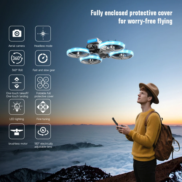 Квадрокоптер ZFR XJ2 MINI WiFi FPV с пультом с экраном 4.3", HD-камерой и бесщёточным мотором до 100 м. до 10 мин.