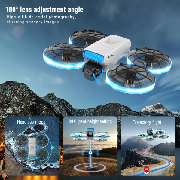 Квадрокоптер ZFR XJ2 MINI WiFi FPV с пультом с экраном 4.3", HD-камерой и бесщёточным мотором до 100 м. до 10 мин.