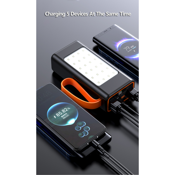 Повербанк 50000 mAh с LED-фонарём, быстрая зарядка 22.5W 4 USB ремешок Повербанк 50000 mAh с LED-фонарём, быстрая зарядка 22.5W 4 USB ремешок