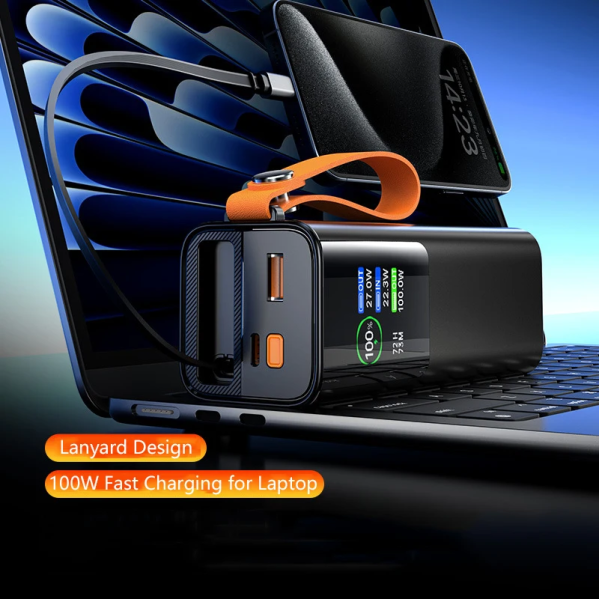 Повербанк 18000 mAh 100W PD для ноутбука и MacBook — Power Bank PQ2220 с дисплеем + фонарик + кабель Повербанк 18000 mAh 100W PD для ноутбука и MacBook — Power Bank PQ2220 с дисплеем + фонарик + кабель