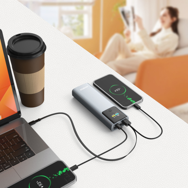 Повербанк с кабелем Type-C Power Bank P318 20000 mAh быстрая зарядка 22.5W PD 45W дисплей для смартфонов и планшетов Повербанк с кабелем Type-C Power Bank P318 20000 mAh быстрая зарядка 22.5W PD 45W дисплей для смартфонов и планшетов