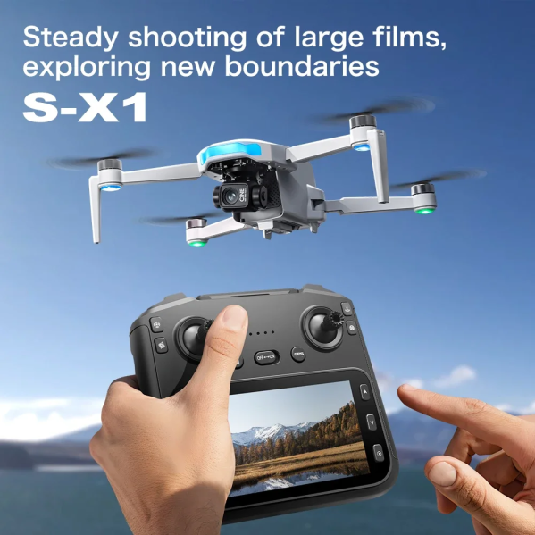 Квадрокоптер S-X1 Max с GPS и 4K камерой, пульт с экраном, EIS, 5G Wi-Fi, до 3 км