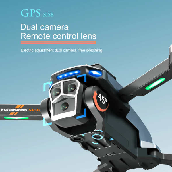 Квадрокоптер S158 MAX Радиоуправляемый дрон с пультом с экраном GPS FPV 4K до 2 км. 20 мин