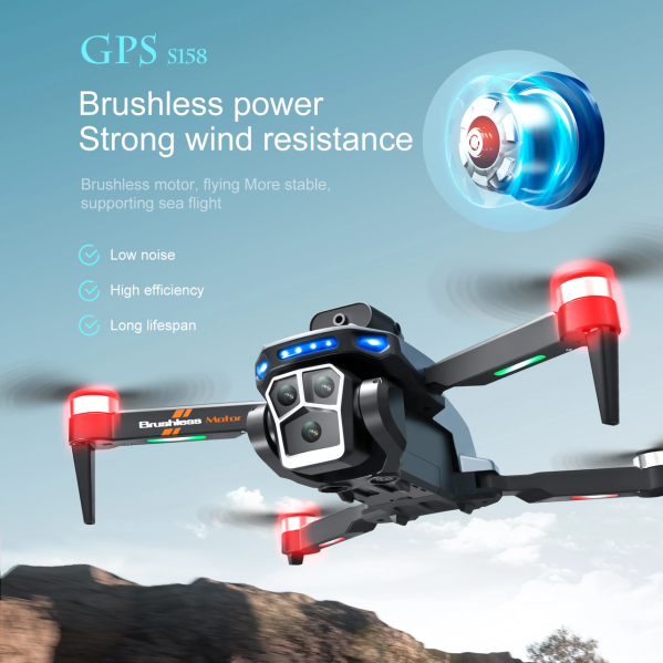 Квадрокоптер S158 MAX Радиоуправляемый дрон с пультом с экраном GPS FPV 4K до 2 км. 20 мин