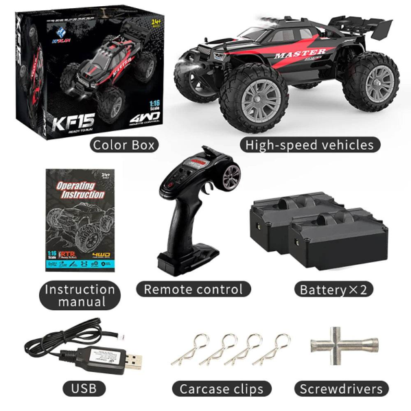 Машинка на пульте KFPLAN KF15 1:16 4WD Машинка на радиоуправлении RC машинка полный привод 2 АКБ Машинка на пульте KFPLAN KF15 1:16 4WD Машинка на радиоуправлении RC машинка полный привод 2 АКБ