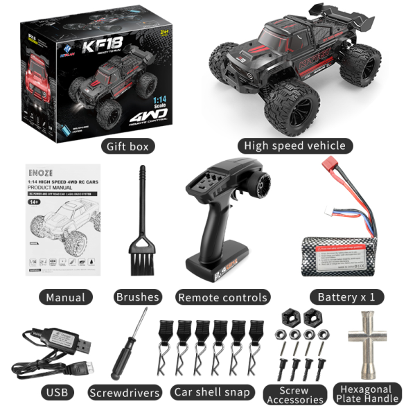 Радиоуправляемая машинка KF18 4WD 1:14, до 55 км/ч, аккумулятор 7.4V 1500 mAh 2 АКБ